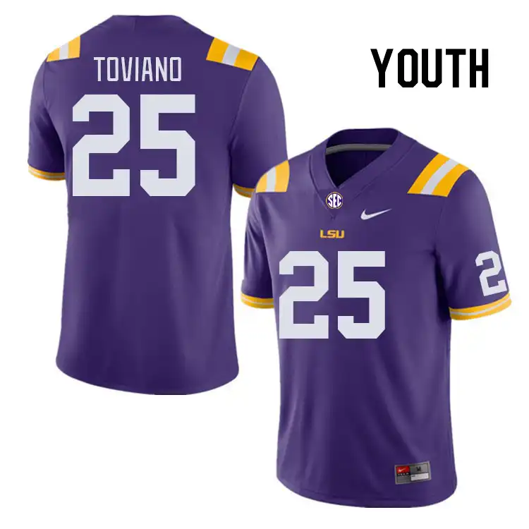 Youth LSU Tigers Javien Toviano #25 Purple NCAA Football Jersey